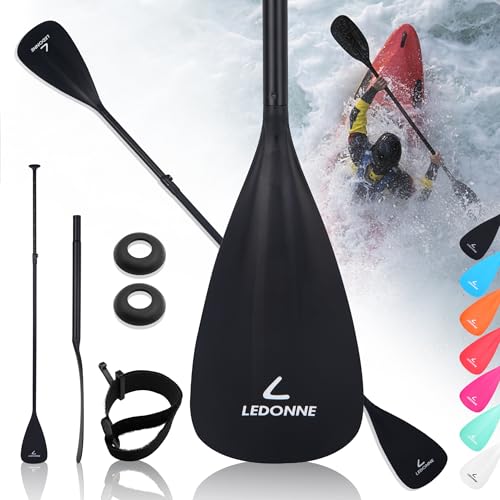LEDONNE SUP Paddle 4-Piece Adjustable Kayak Paddle Floating Lightweight Paddle Board Oar with Aluminum Alloy Shaft and 2 Nylon Blades Best Price Based on Our 3 Million Sets Per Year 500 bought monthly