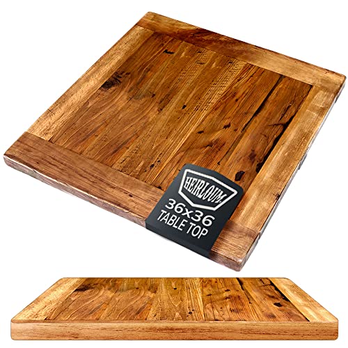 Reclaimed Wood Table Top - Rustic Recycled Solid Wooden Piece Perfect for Signs, Counters, Kitchens, Dining and Coffee Table Tops (Reclaimed Wood Table Top with Metal Edge, 24