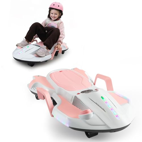 TOBBI Electric Wiggle Car with Safety Handle, Drift Racing Go Kart for Ages 6 & Up with 18V 4.5AH Rechargeable Battery, Ride On Car, 360°Spinnteractive, LED Lights, USB/MP3