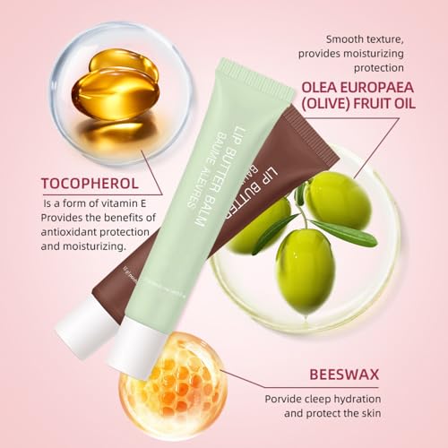 4 PCS Summer Special Lip Butter Balm – Ultra-Hydrating Lip Care with Shea Butter & Olive Oil, Soothes Dry Lips with Natural Tint & Gloss Effect, Lip Plumper Moisture & Light Lip Stain Finish