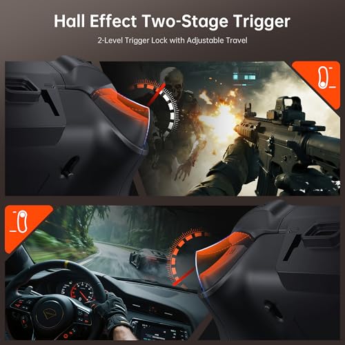 GUSGU G7 Wireless Gaming Controller with Interactive Screen, 1000Hz Polling Rate, Hall Joysticks & Triggers, 4 Programmable Buttons, Compatible with PC, Switch, PS4, iOS, Android, Gray