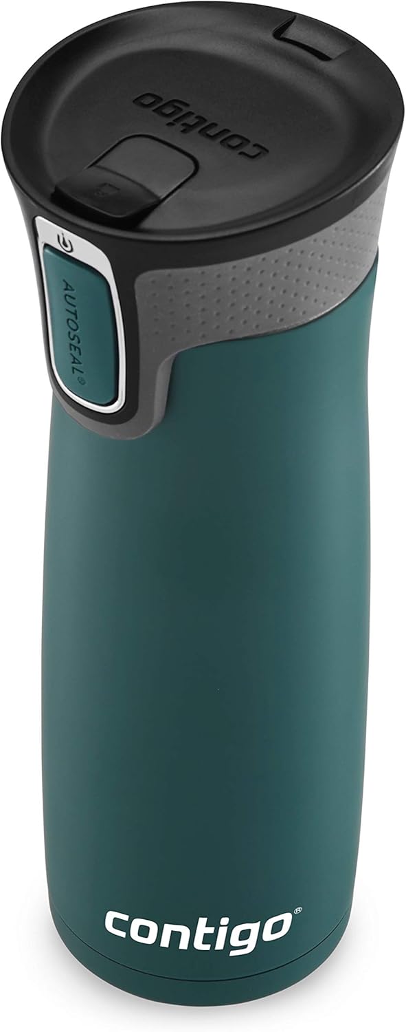 Contigo West Loop 20oz Stainless Steel Vacuum Travel Mugs with Spill-Proof Lids, Keep Drinks Hot up to 5 Hours and Cold up to 12 Hours, Chard and Matte Black