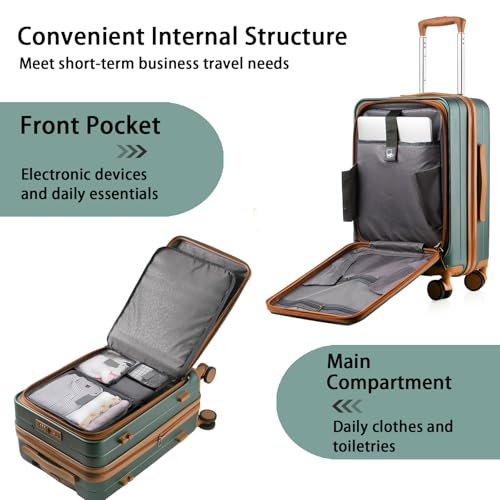 Expandable Carry On Luggage Durable Hardside Lightweight Rolling Suitcases with Spinner Wheels TSA Lock, (Black, 20-Inch)