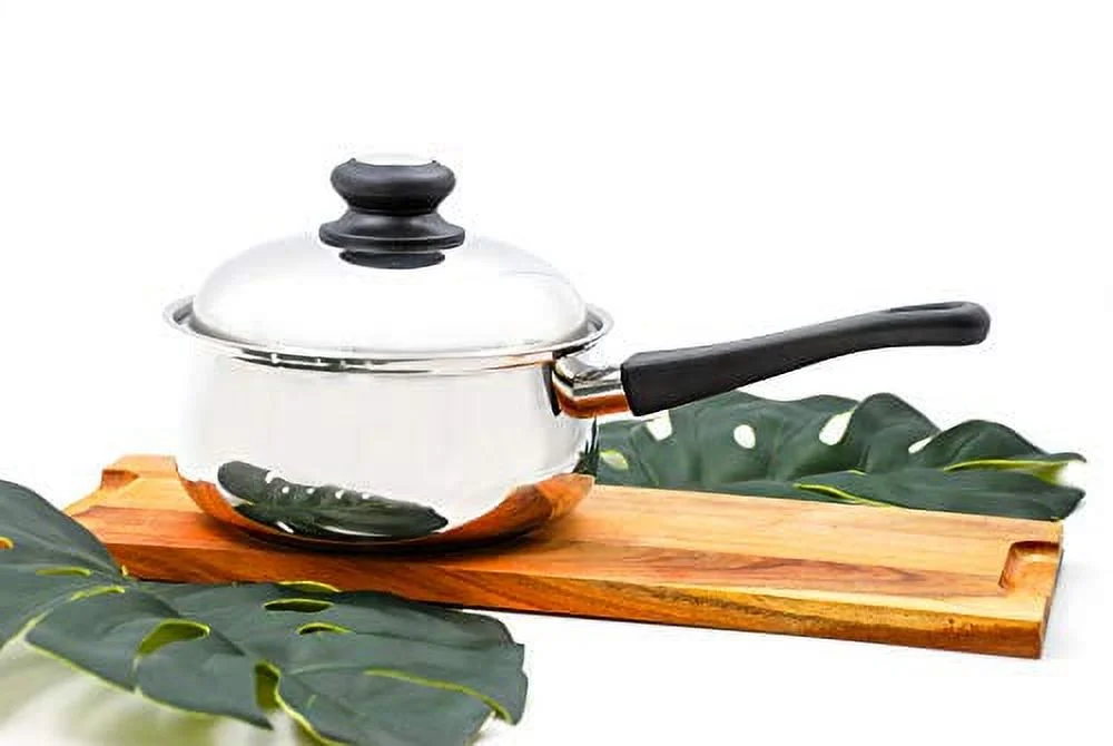 Lynns Edelstahl Rostfrei Mercury 200F 2-Quart Sauce Pan with Lid, Silver; Stainless Steel, PTFE & PFOA Free, Induction Compatible