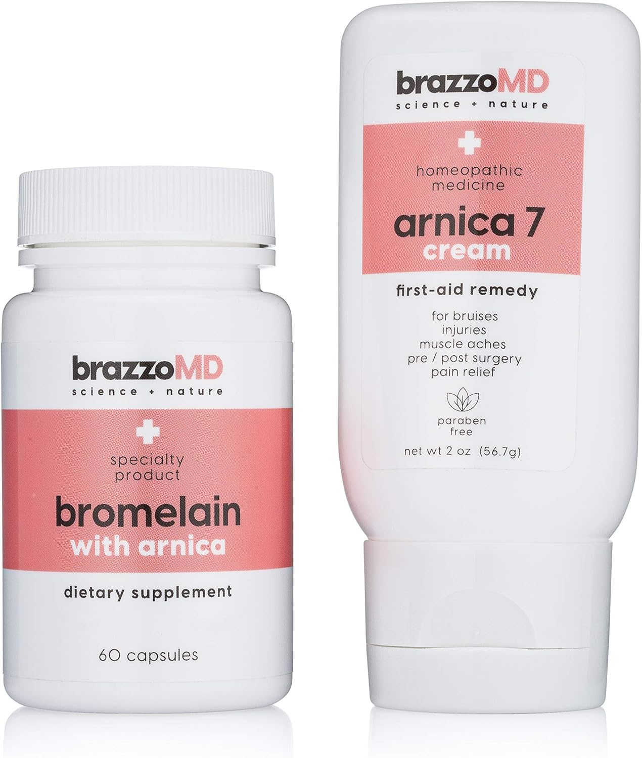 brazzoMD Bromelain with Arnica Tablets, 60 tablets, Plastic Surgeon developed to assist in natural healing Pack of 2