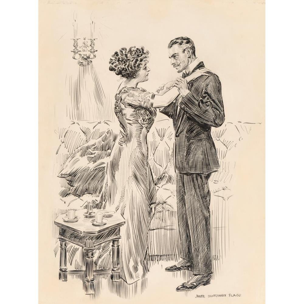 James Montgomery Flagg 15x18 Black Modern Framed Museum Art Print Titled - Don't Make Me Cry, I’M Very Near it (1910)