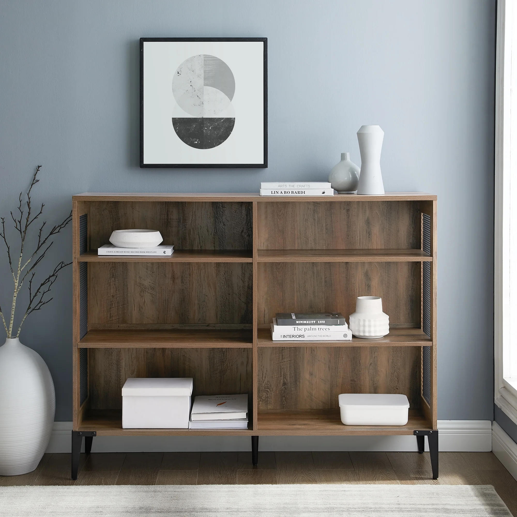 Walker Edison Designs Jeremy 6-Shelf Reclaimed Bookcase, Barnwood