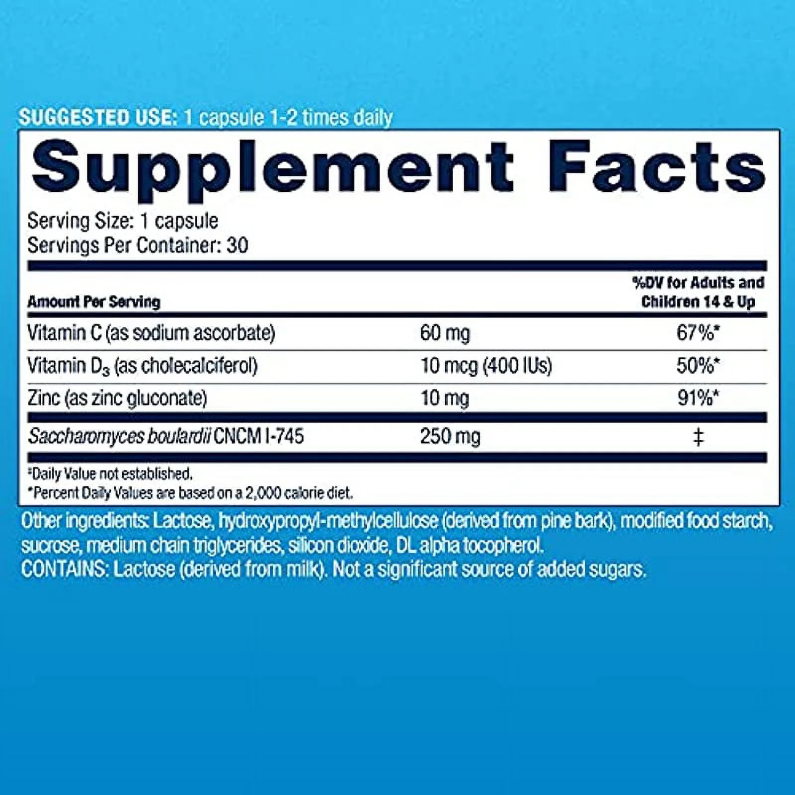 Florastor Select Immunity Boost Daily Probiotic & Immune Support Supplement for Women and Men, Saccharomyces Boulardii CNCM I-745 Plus Zinc, Vitamin C & D3 (30 Capsules), Pack of 2
