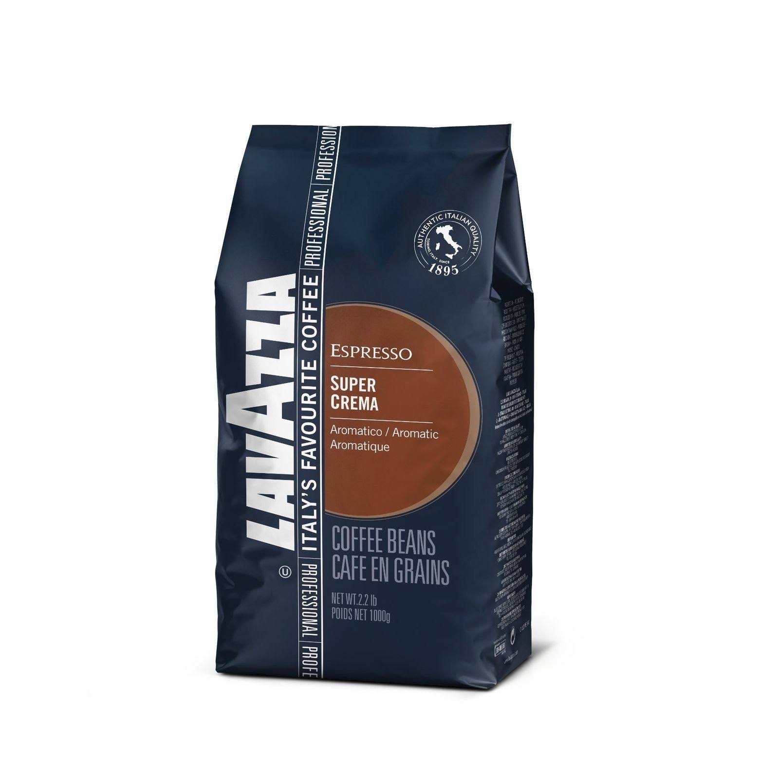 Lavazza Super Crema Whole Bean Coffee Blend, Medium Espresso Roast, 2.2 Pound