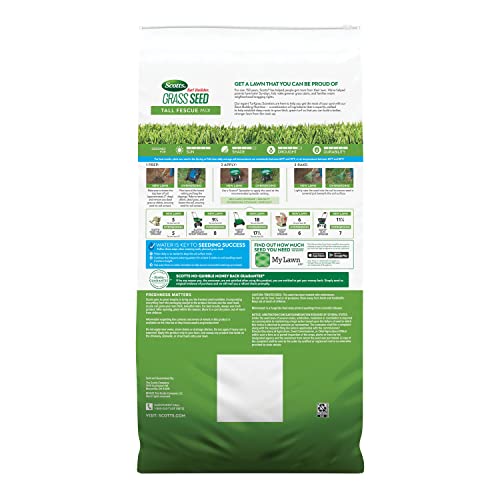 Scotts Turf Builder Grass Seed Tall Fescue Mix with Fertilizer and Soil Improver, Resists Harsh Conditions, 5.6 lbs.