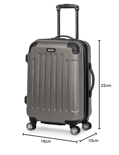 Kenneth Cole REACTION Renegade Luggage Expandable 8-Wheel Spinner Lightweight Hardside Suitcase, Navy Blue, 20-Inch Carry On