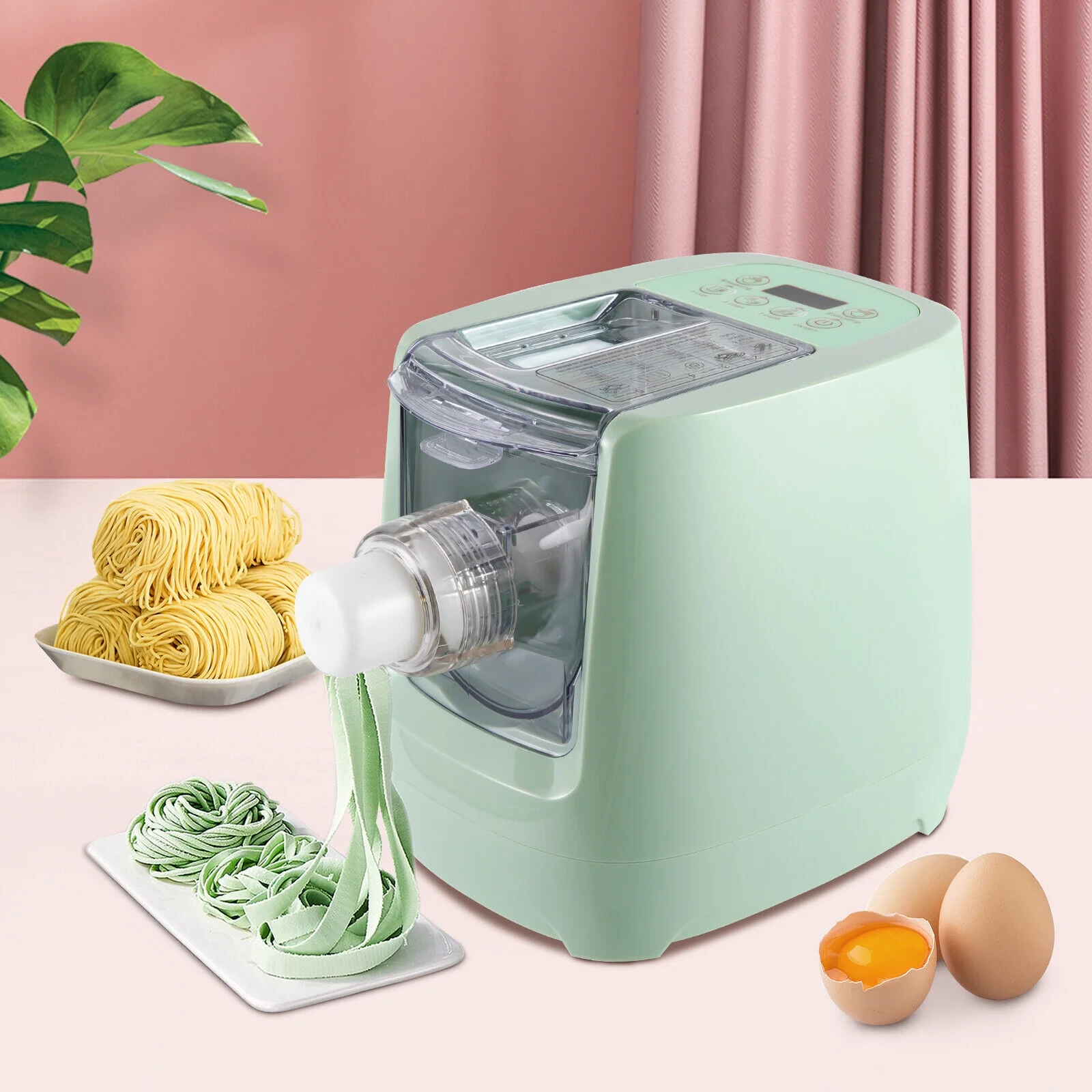 Miumaeov 13-Mode Automatic Noodle Maker Electric Pasta Lasagna Dumpling Skin Making Machine Green