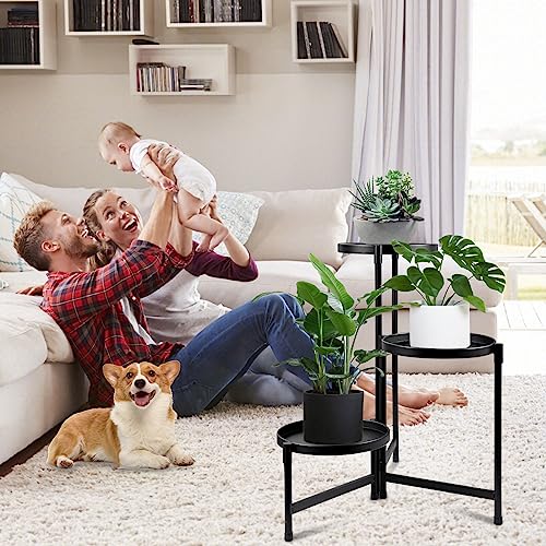 Metal Plant Stand Indoor Outdoor ,5 Tier Foldable Tall Plant Shelf for Multiple Plants, Corner Plant Stand Multiple Flower Pot Holder for Living Room Patio Garden Balcony (5.1)