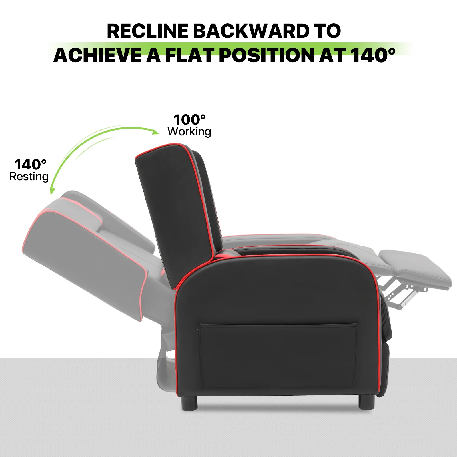 Magshion Gaming Massage Recliner Chair, Racing Style Game Lounge Chair with Footrest, Remote Control and Side Pocket, PU Leather Home Theater Seating, Red