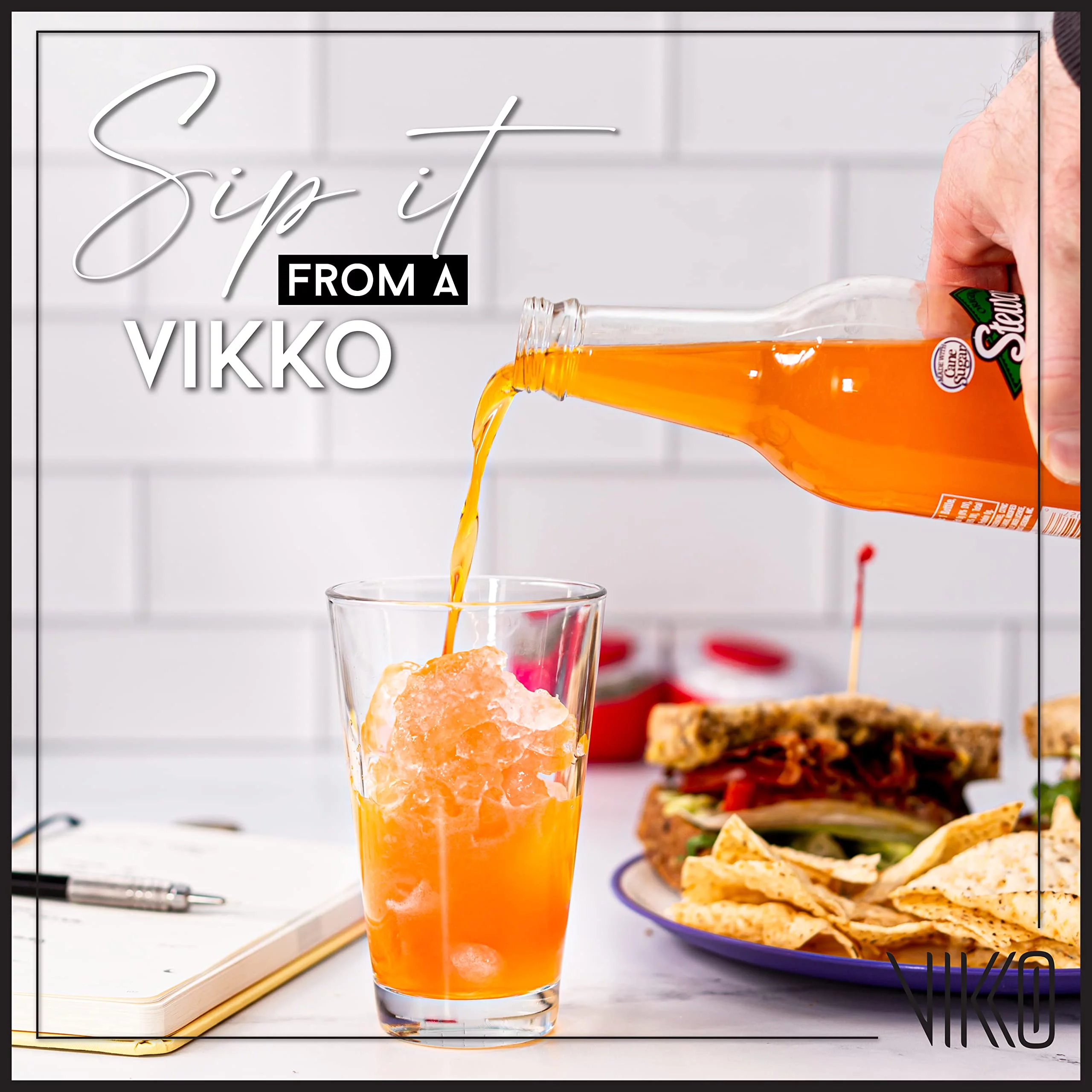 Vikko 9.5 Ounce Water Tumblers | All Purpose Drinking Glasses  Thick and Durable Construction  Tapered Design  Dishwasher Safe Set of Six Tall Glass Tumblers