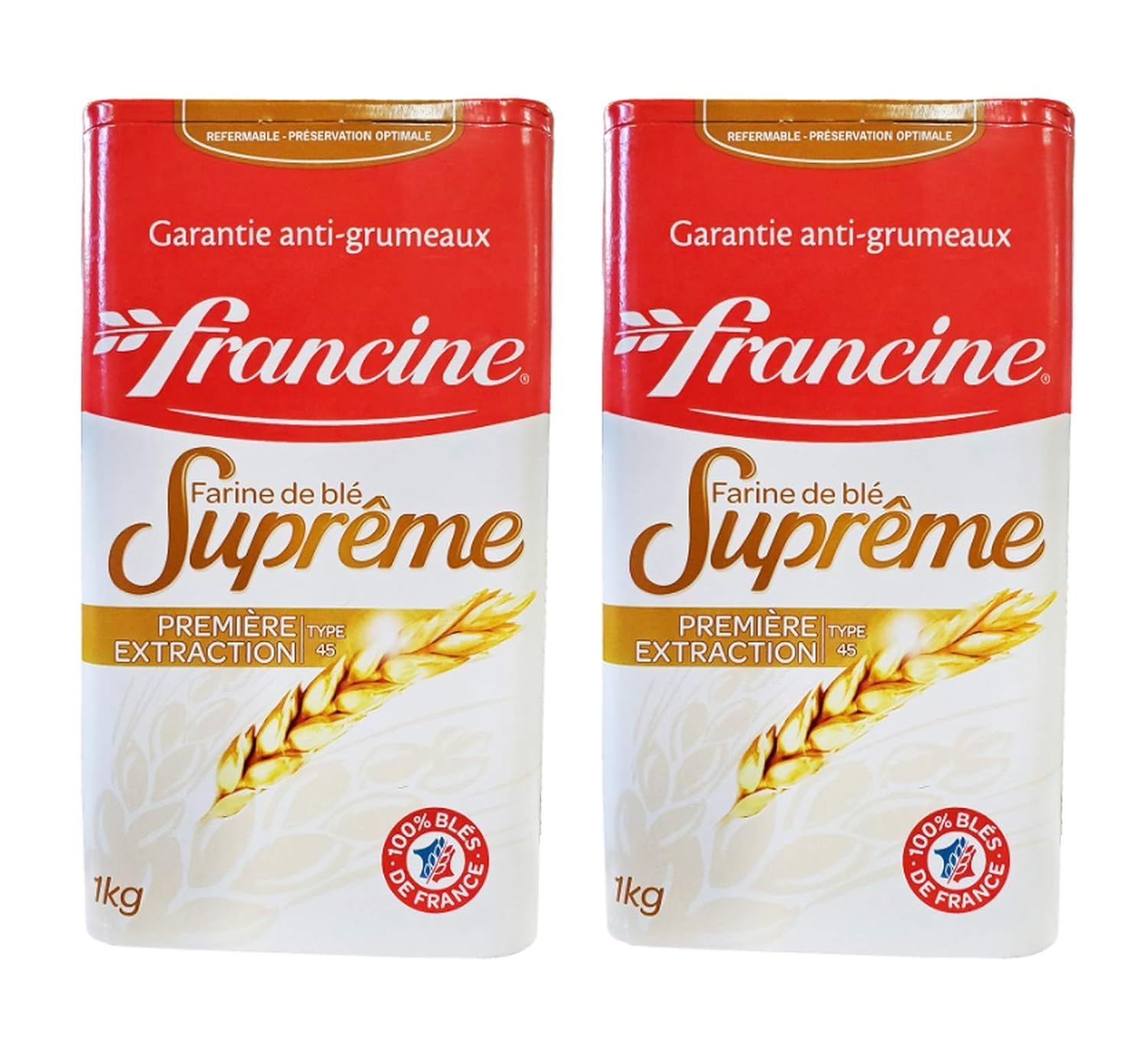 Francine Farine de ble Supreme - French T45 Supreme Wheat Flour (2 Pack, Total of 2kg