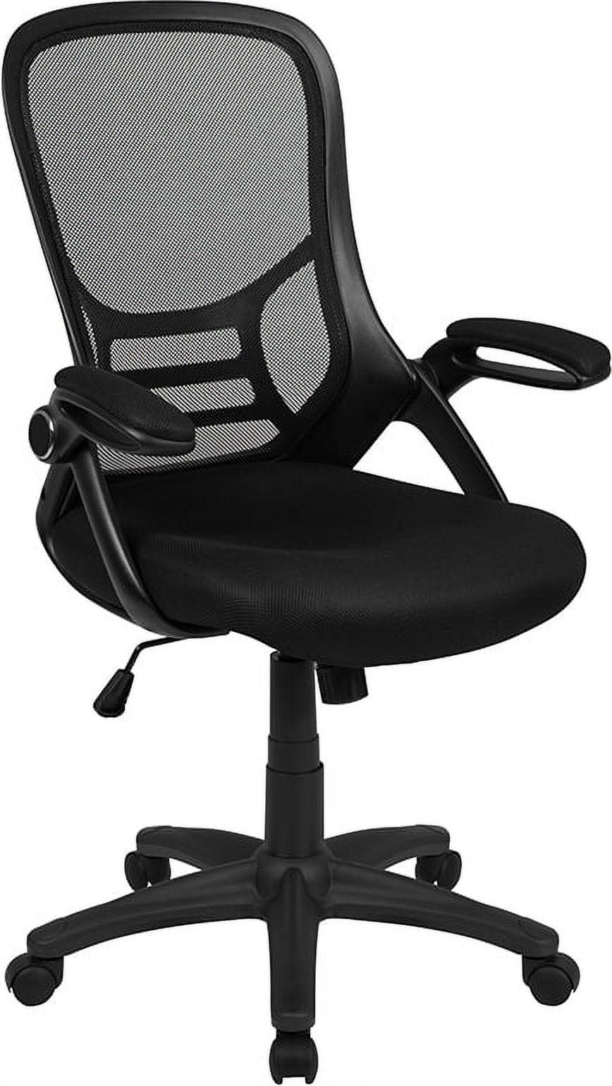 Flash Furniture High Back Black Mesh Ergonomic Swivel Office Chair with Black Frame and Flip-up Arms [HL-0016-1-BK-BK-GG]