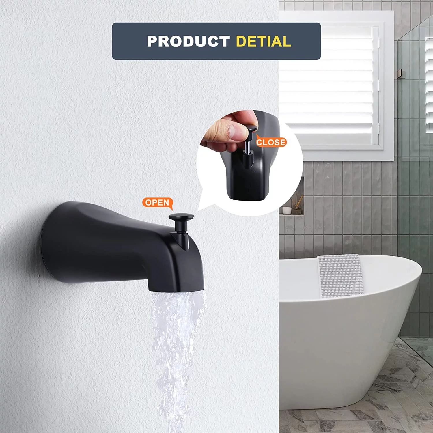 WOWOW Black Shower Faucet Set Complete Shower System with Brass Pressure Balance Valve