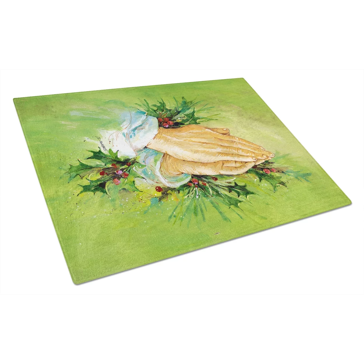 Carolines Treasures AAH5985LCB Praying Hangs with Holly Leaves Glass Cutting Board Large, 12H x 16W, multicolor