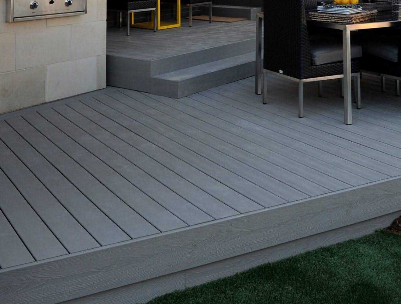 Trex Enhance Basics 1 in. x 6 in. x 12 ft. Clam Shell Grooved Edge Grey Composite Deck Board