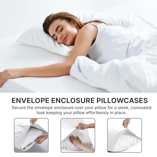 King Pillow Cases Set of 2 - Soft, Hotel Quality Pillowcase Covers - Comfy, Luxury Bedding for Women, Men, Kids & Teens - Machine Washable Pillow Protectors - 2 Piece - King Size White Pillow Cover