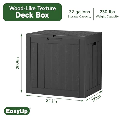 75 Gallon Outdoor Storage Box, Resin Waterproof UV-Resistant Deck Box, Reinforced Stability for Patio, Garden, and Poolside, Striped Black