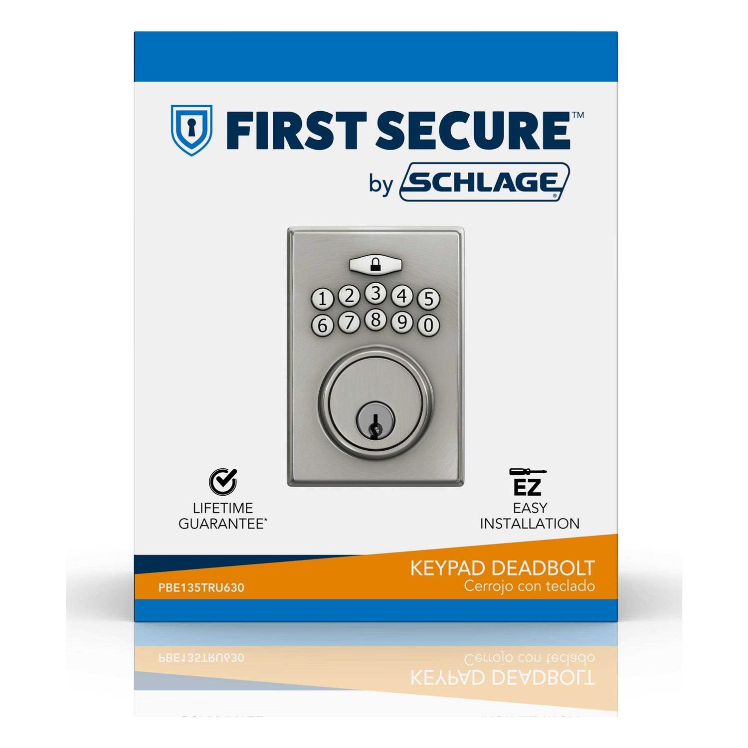 First Secure by Schlage Truss Keypad Electronic Deadbolt in Stainless Steel