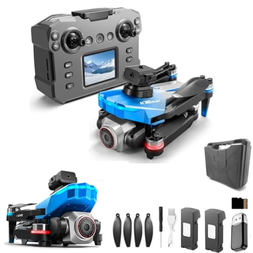 RC Kids Drone with Screen Display Remote Control, 1080P Dual Camera, Speed Adjustment, Altitude Hold, One-Key Takeoff, 3D Flips, 2 Batteries, Toy for Boys Girls, Hovering, Brushless Motor, APP Control, Plane Copter, LED Lights, for Kids 8-12 and Adul