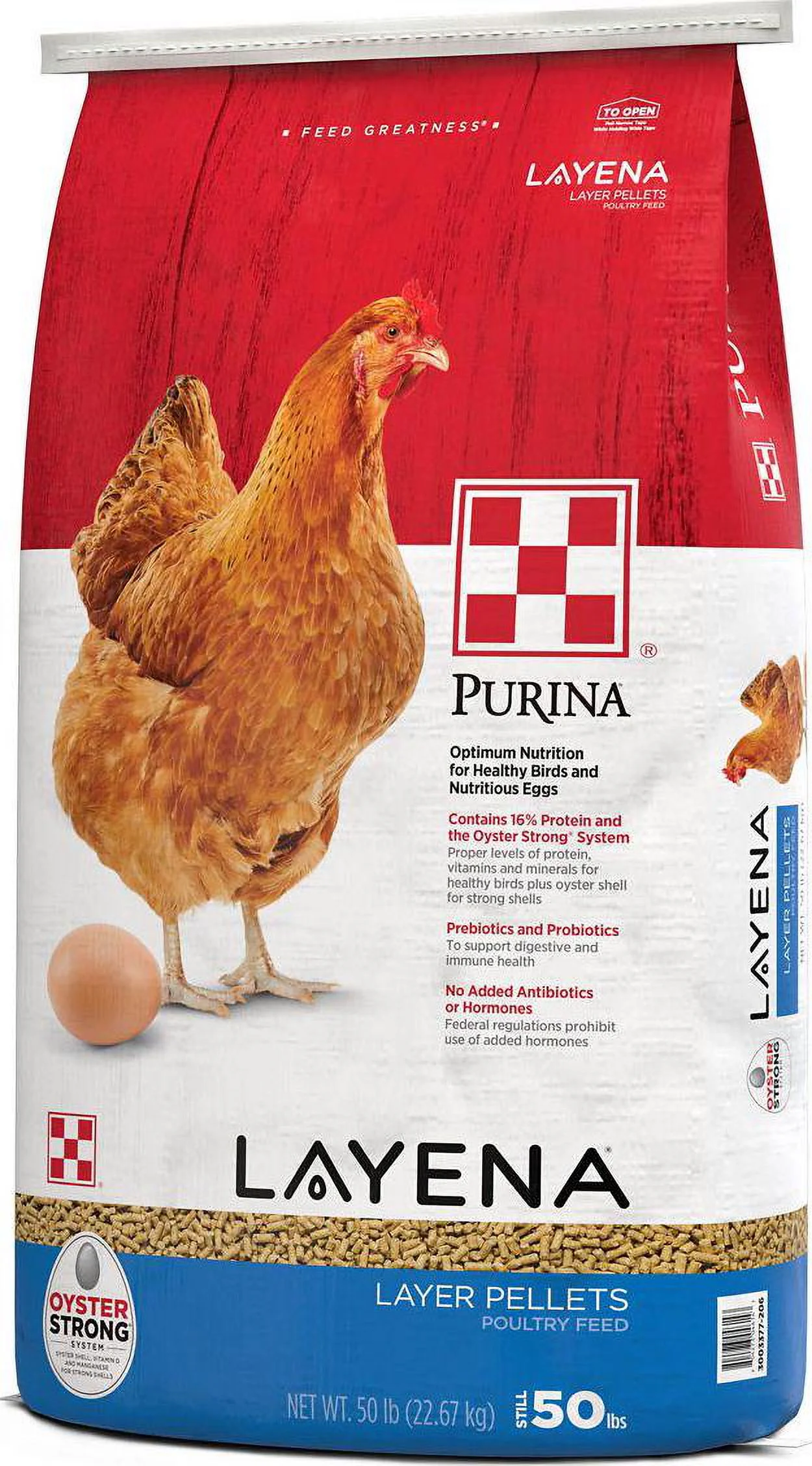 Purina Layena Pellets Layer Poultry Feed, 50 lb. Bag