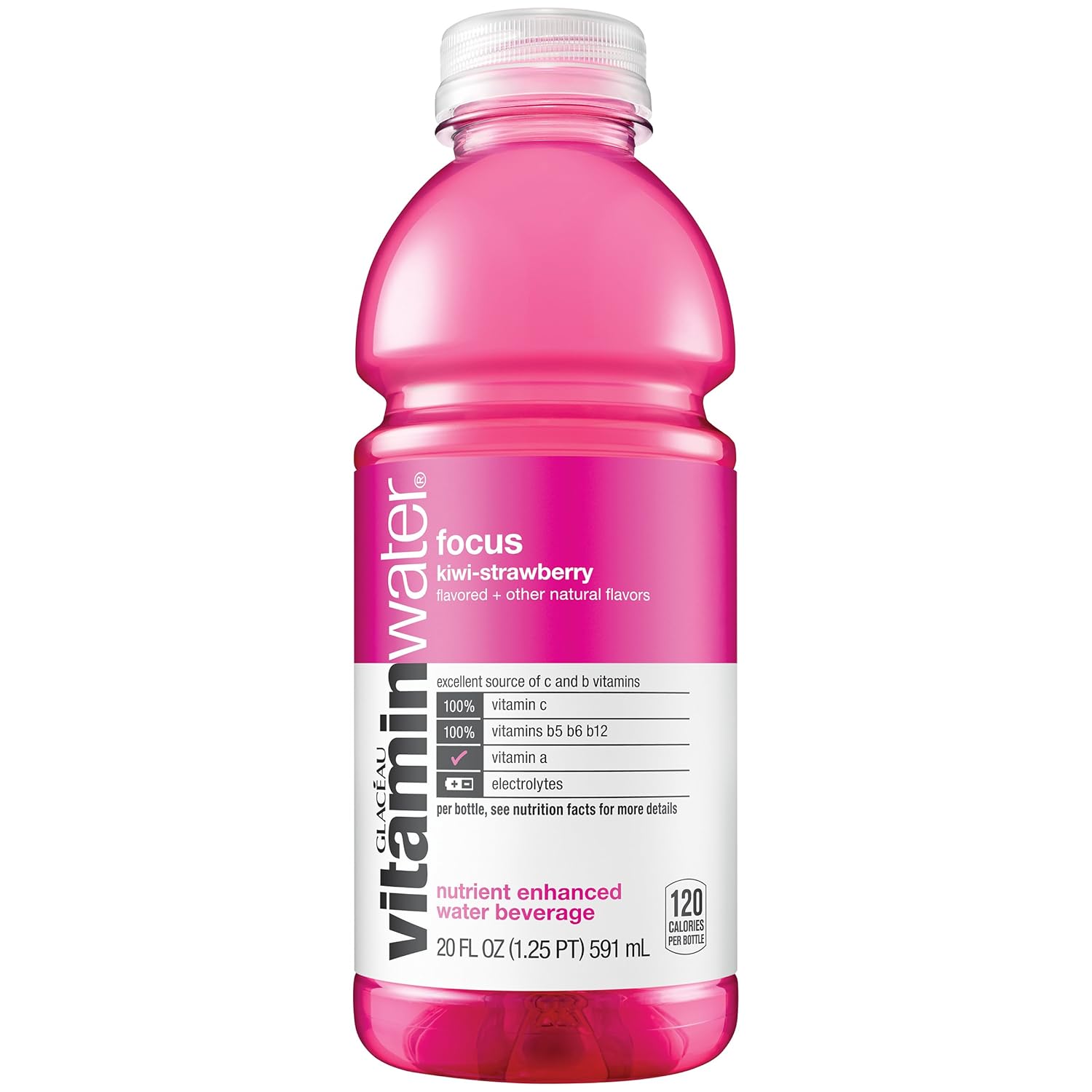 vitaminwater Focus, 20 fl oz, 24 Pack