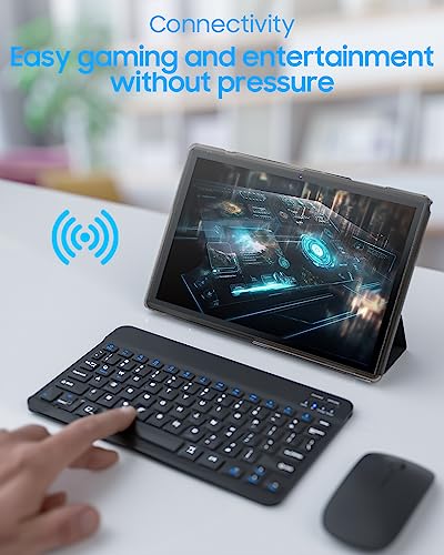 2 in 1 Tablet with Keyboard Case Mouse Stylus, 10 inch Tablet Android 14 Tablets PC, 6GB RAM+32GB ROM Support 1TB Expandable, 6000mAh Battery IPS 10.1