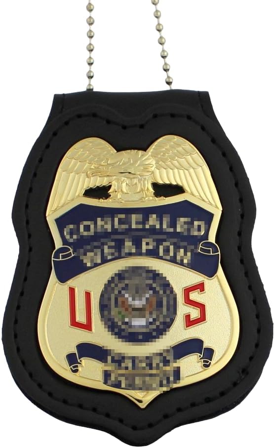 Metal Bounty Hunter Concealed Weapon Carry Permit Badge & Leather Holder