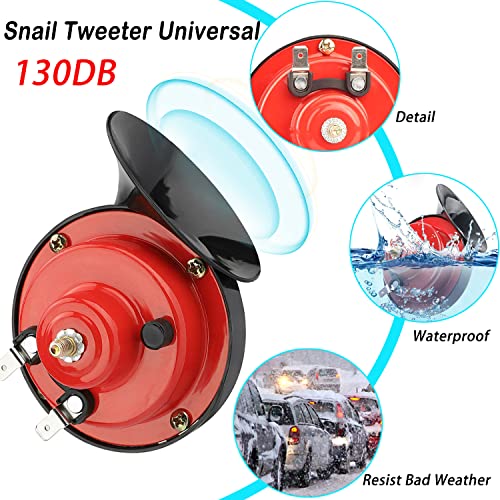 Super Loud Train Horn,1Pair 12V Waterproof Electric Snail Horn Car Horn for Trucks, Train, Boat,Cars, Motorcycle, Bikes & Boats (Black)