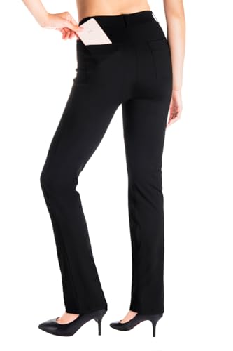 Yogipace,Belt Loops,Women's Petite/Regular/Tall Straight Leg Yoga Dress Pants