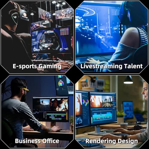 Gaming PC Desktop Computer, AMD Ryzen 5 5500 up to 4.2GHz, Radeon RX 550 4GB, 16G DDR4 RAM, 1TB NVME SSD, WiFi 5.0, Prebuilt Gaming PC Tower Computer with RGB Fan