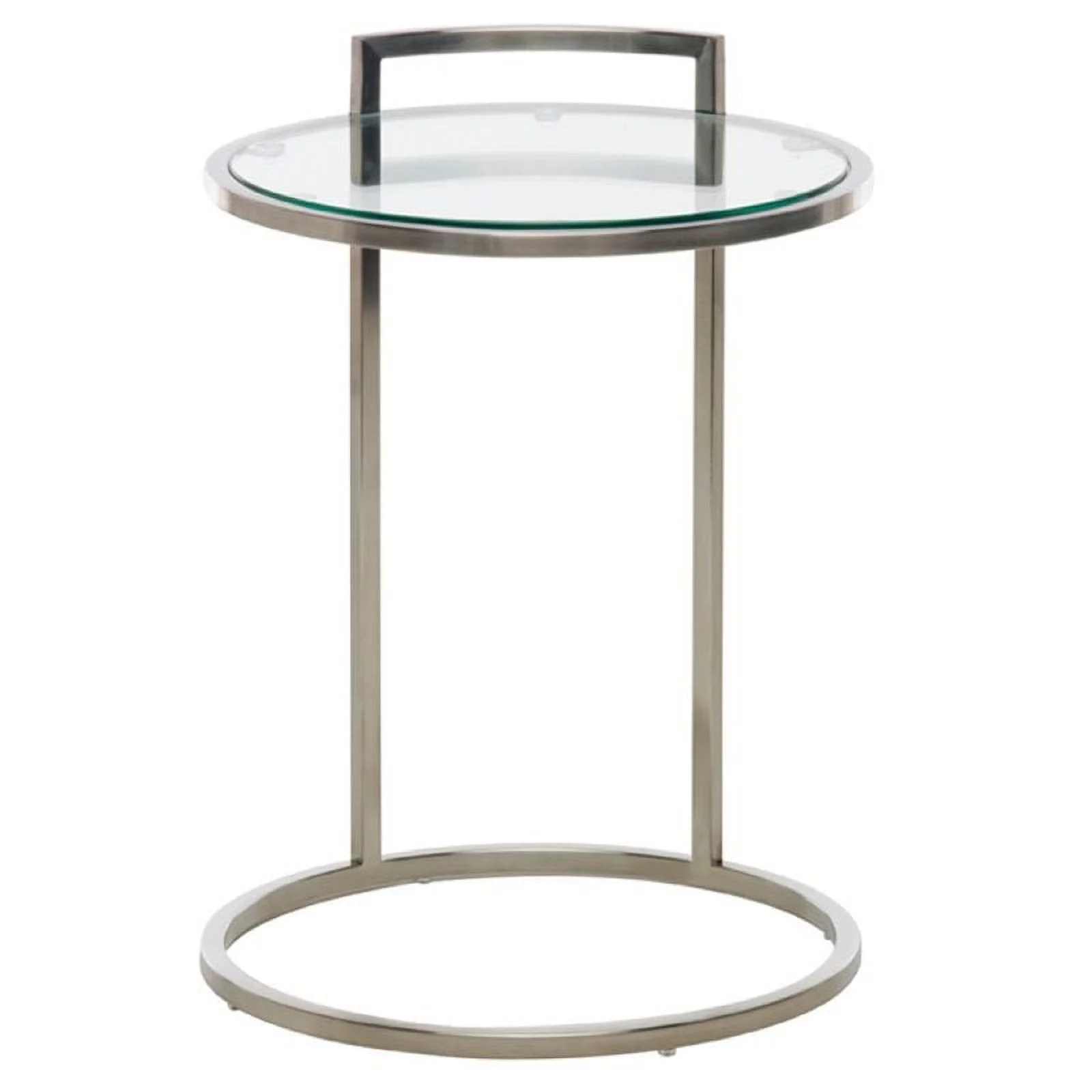 Home Square Lily Round Glass Top End Table in Silver - Set of 2
