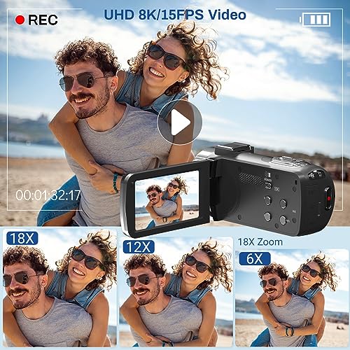 8K Video Camera Camcorder Ultra 48MP Vlogging Camera for YouTube 18X Digital Zoom Camcorder 3.0