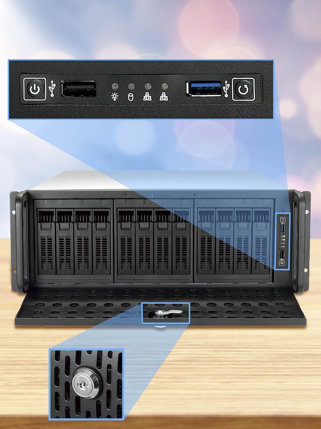 Rosewill 4U Server Chassis 11 Bay Server Case 8X 3.5 + 3X 5.25 HDD, E-ATX, Rackmount Server Case, Include Front 5X 120mm Fans Rear 2X 80mm Fans Metal Rack Mount Computer Case 25 Deep, RSV-L4000U