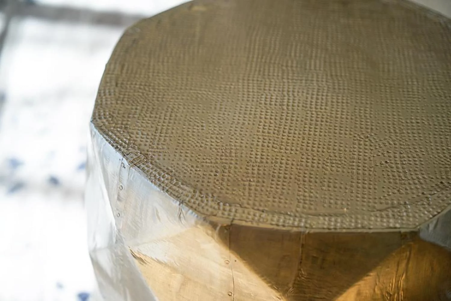 Posh Pollen Anna Modern Geometric Metal End Table in Silver Finish