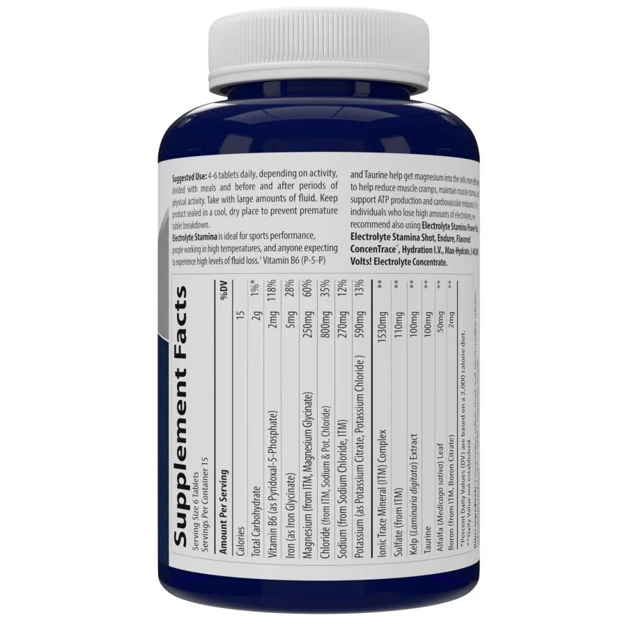 Trace Minerals Electrolyte Stamina Tablets Supplement, Sugar Free Electrolytes, 300 Tablets