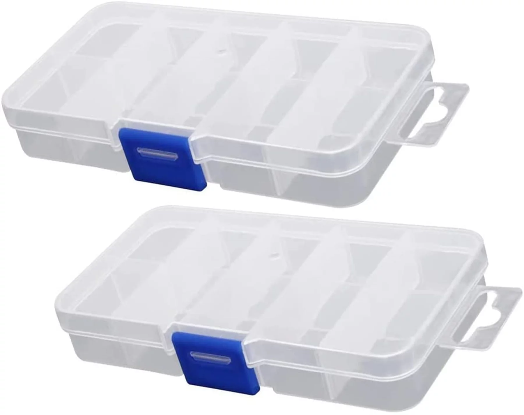 PP Component Storage Box, Plastic Organizer Adjustable Container Removable Grids Tool Boxes, 10 Removable Grids Tool Boxes, for Electronic Component Small Accessories 2Pcs