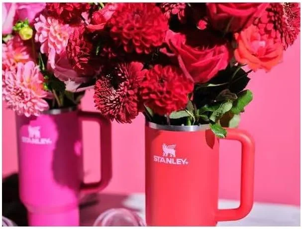 Stanley Cup 40oz with handle Stainless Steel Vacuum Insulated Tumbler Stanley Dupes Copo Termico Stanley ( Valentine's Day Dark Red )