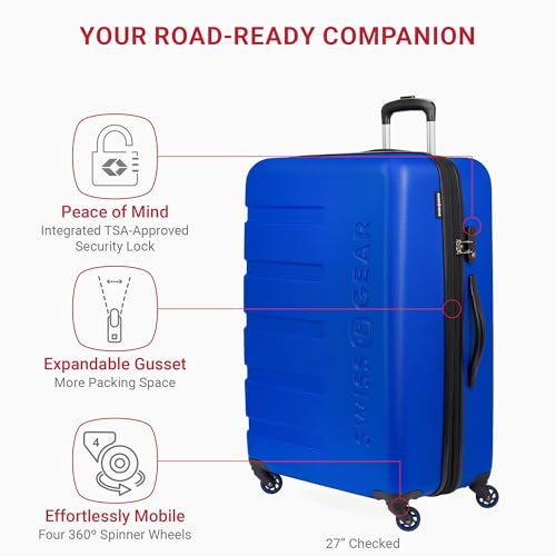 SwissGear 7366 Hardside Expandable Luggage with Spinner Wheels, White, Carry-On 19-Inch