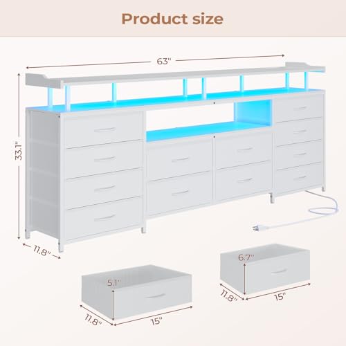 TV Stand Dresser for 65 Inch TV, 63