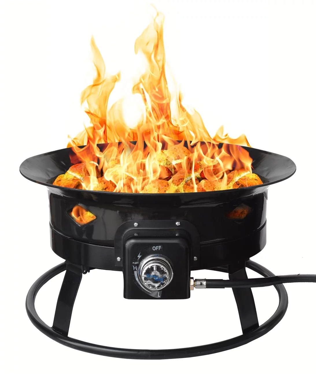 Flame King Portable Propane Outdoor Gas Fire Pit W/ Cover & Carry Kit 19-Inch 58,000 BTU
