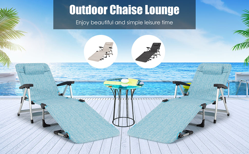 Folding Outdoor Patio Lounger - Goplus