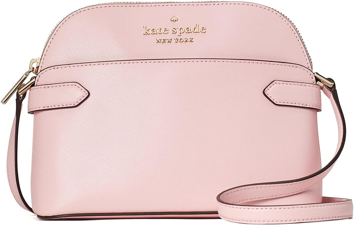 Kate Spade Staci Dome Saffiano Leather Crossbody Bag Purse Handbag, LIGHT CREPE