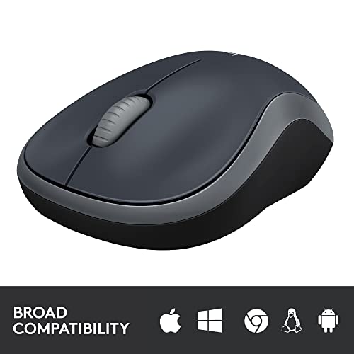 Logitech M185 Wireless Mouse, 2.4GHz with USB Mini Receiver, 12-Month Battery Life, 1000 DPI Optical Tracking, Ambidextrous PC/Mac/Laptop - Swift Grey