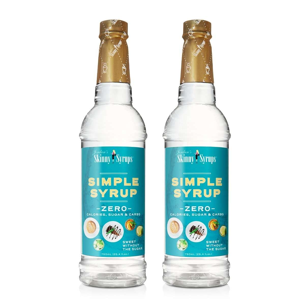 Jordan's Skinny Mixes Natural Simple Syrup, Sugar Free Coffee Syrup, 25.4 Ounce Bottle (Pack of 2)