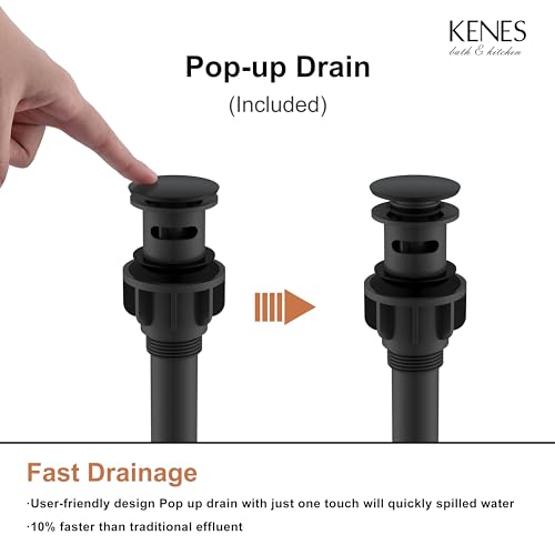 KENES Brushed Nickel Vessel Sink Facuet Single Handle Tall Bathroom Sink Faucet Vanity Bathroom Faucet Basin Mixer Tap with Water Supply Hose and Pop Up Sink Drain, LJ-9031A